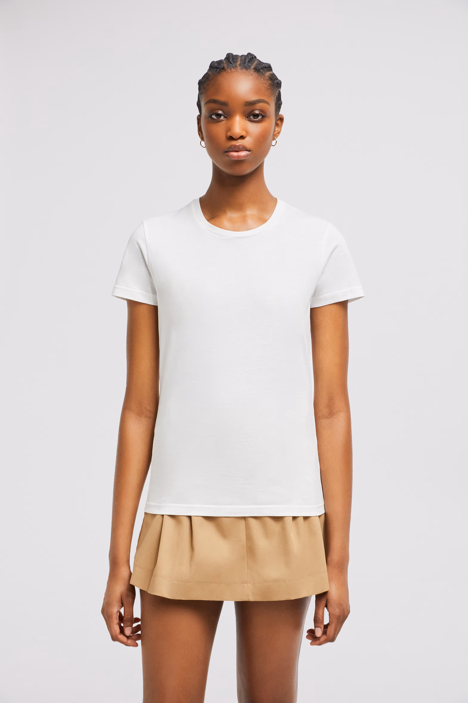 Camiseta de jersey de algodón con parche con logotipo Mujer Blanco Roto Moncler 3